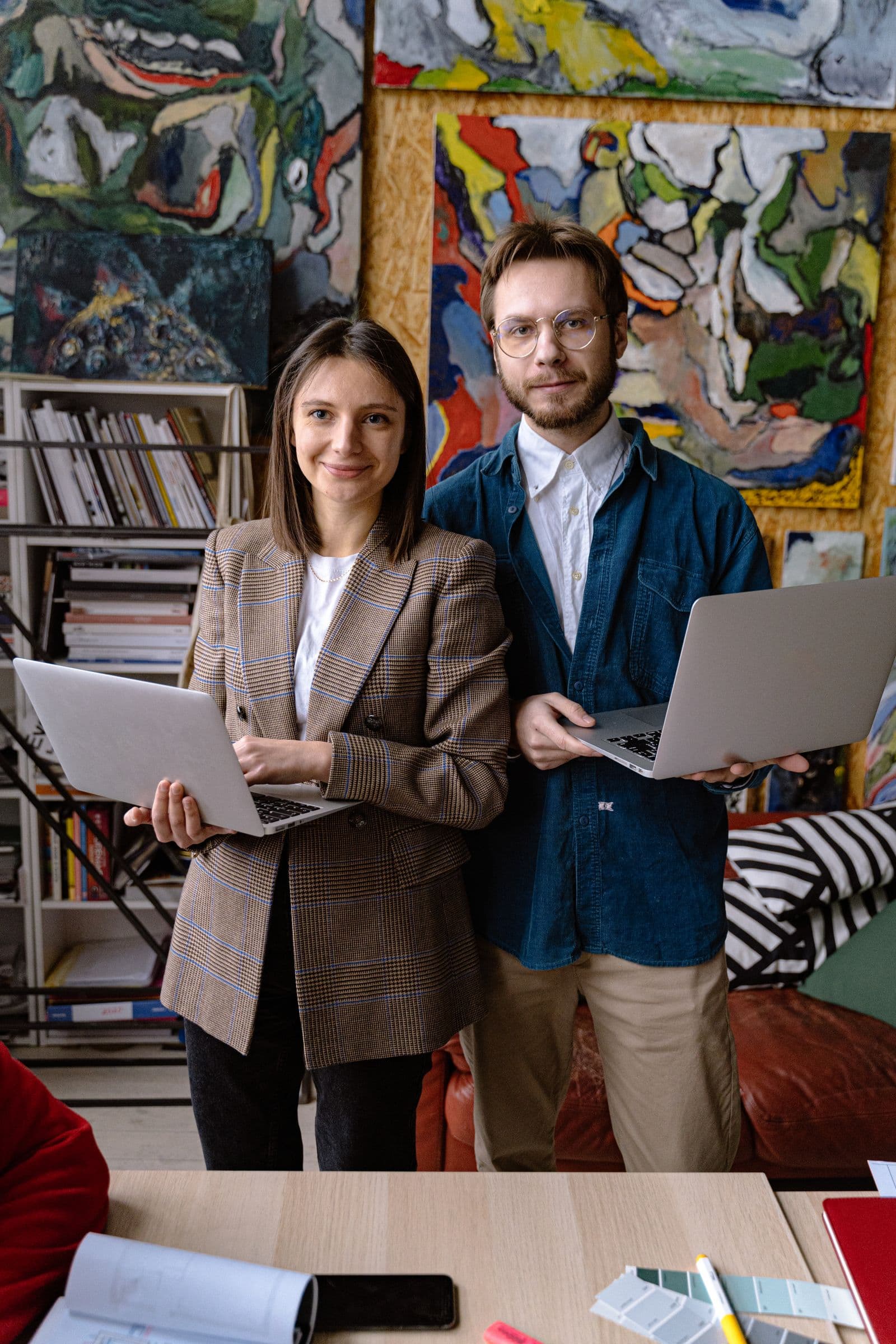People sitting around a table in a studio
